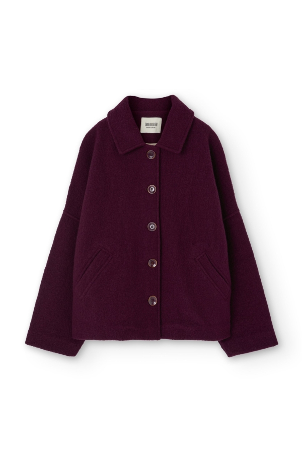 Chaqueta corta 100% lana merino púrpura