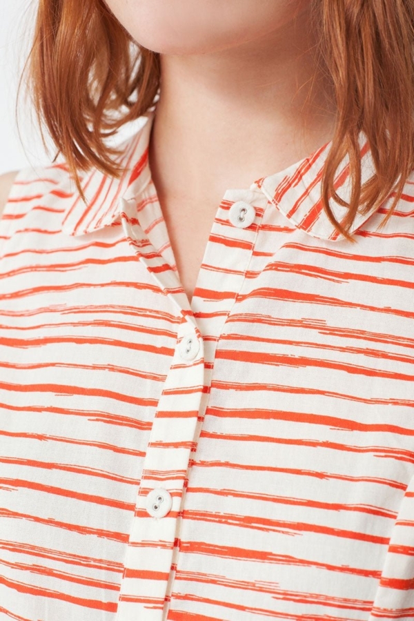 Vestido Mimi con cuello camisero y estampado de rayas marineras