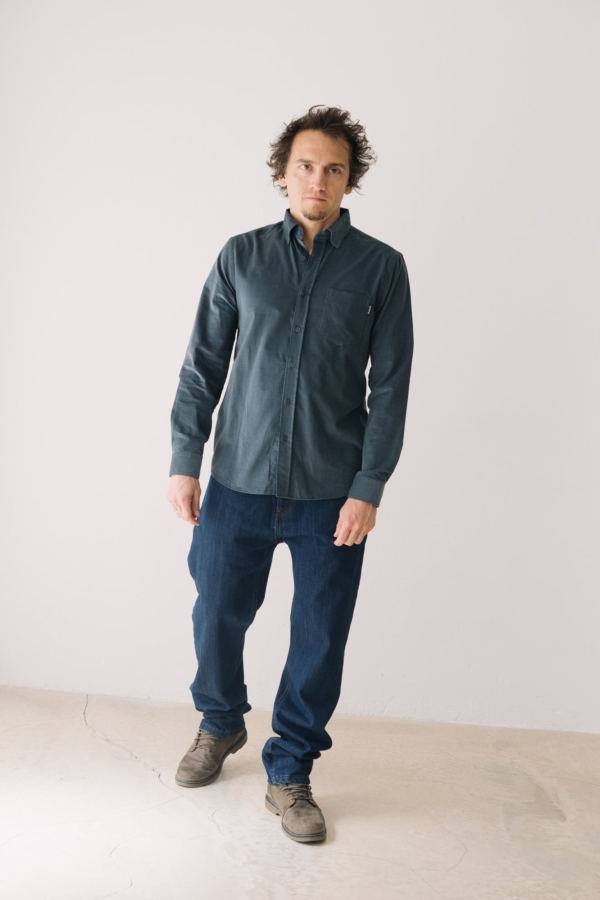 Camisa micropana unisex azul aveto