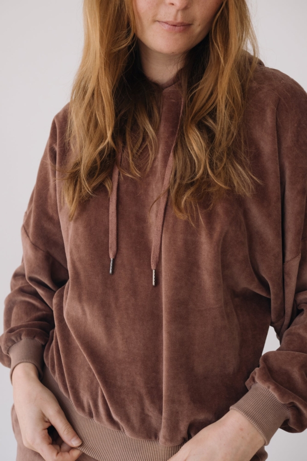 Sudadera terciopelo algodón orgánico malva