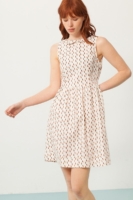 Vestido Pearle cuello Peter Pan blanco estampado abstracto