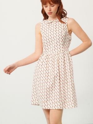 Vestido Pearle cuello Peter Pan blanco estampado abstracto
