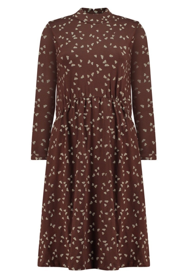 Vestido cuello alto Saura marrón
