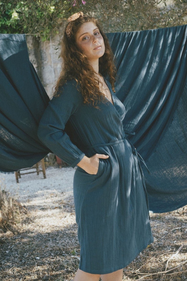 Vestido cruzado Susana azul