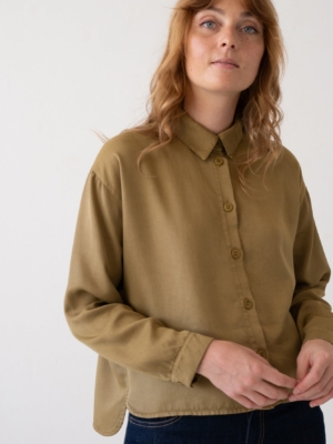Camisa oversized Tait mostaza 100% Tencel