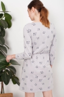 Vestido cuello solapa Leslie gris estampado