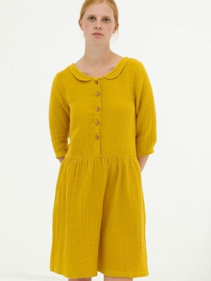 Vestido muselina reversible mostaza Dorie