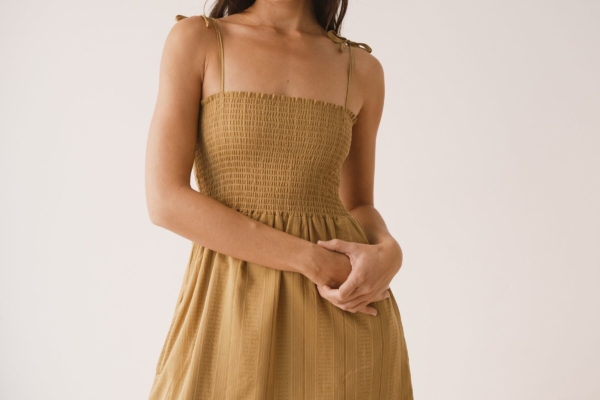 Vestido nido de abeja mostaza