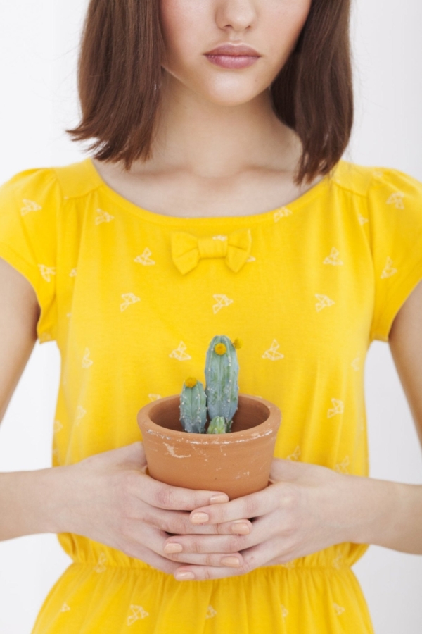 Vestido Hila manga corta amarillo