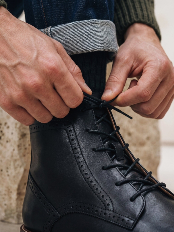 Botines Veganos con Cordones para Hombre Chase Negro
