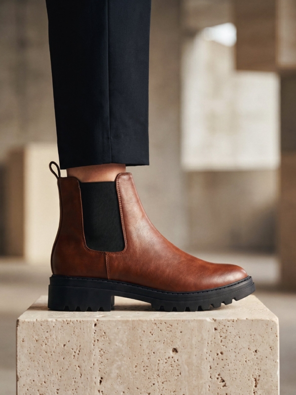 Botines Chelsea Veganos para Mujer Evie Marrón