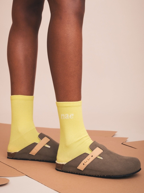 Zuecos Veganos de Invierno con Forro de Algón Levu Verde