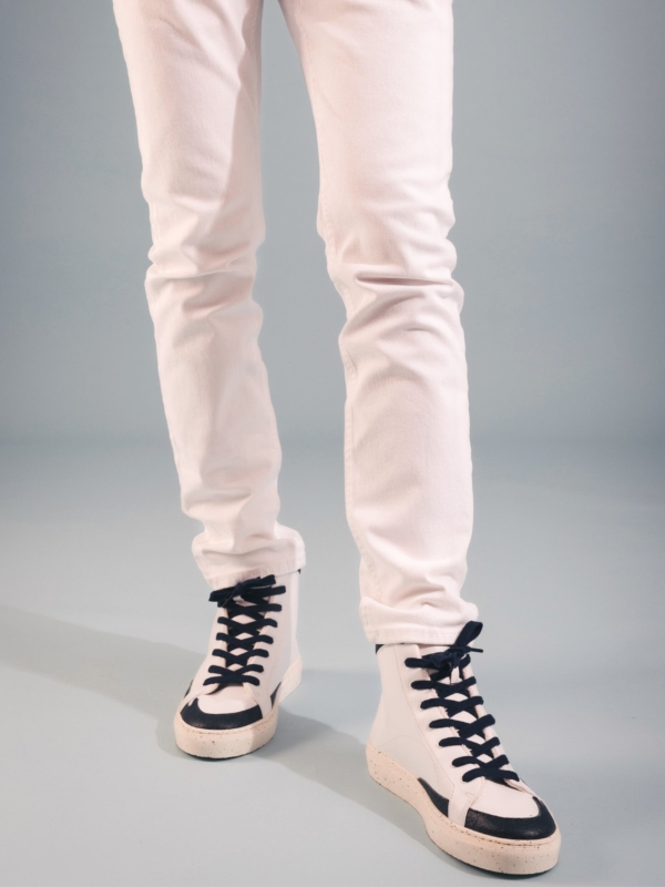 Zapatillas Veganas de Caña Alta de Piñatex® y AppleSkin® London Azul