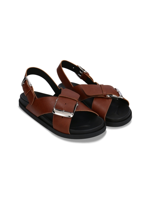 Sandalias Veganas Planas para Mujer Luna Marrón