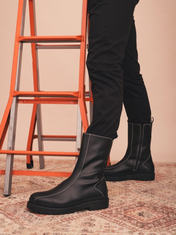Botas Veganas de Caña Media Reiko Negro