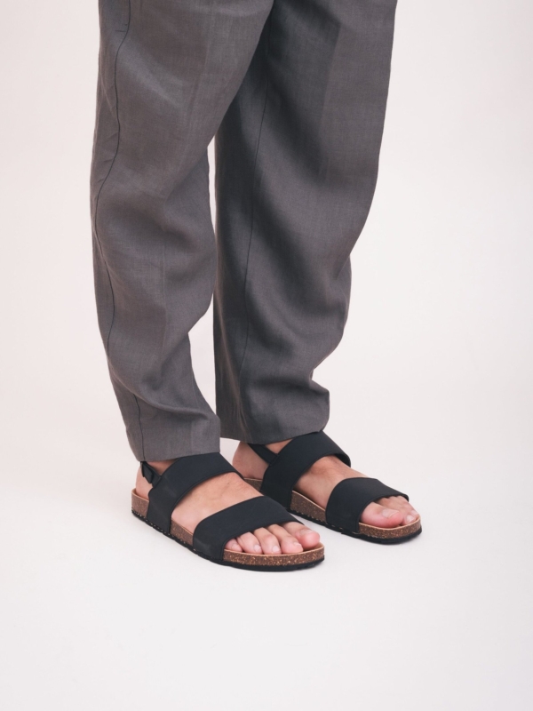 Sandalias Veganas con Suela de Neumático Reciclado Savai Negro