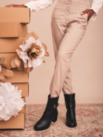 Botas Veganas de Caña Media con Tacón para Mujer Tulai Negro
