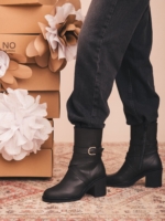 Botas Veganas de Caña Media con Tacón para Mujer Tulai Negro