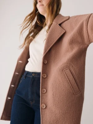 Abrigo oversized 100% lana virgen rosa
