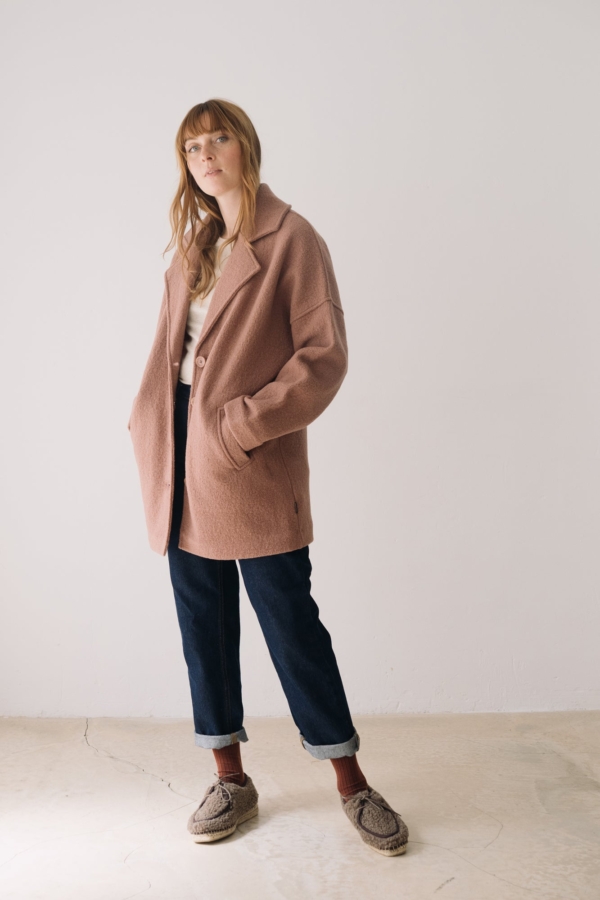Abrigo oversized 100% lana virgen rosa