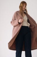 Abrigo largo 100% lana merino rosa