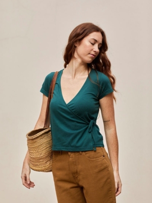 Camiseta Faina Verde Azulado de Algodón Ecológico