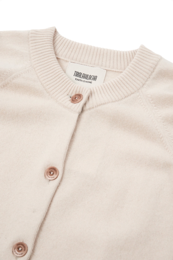Cárdigan botones de lana cachemir beige