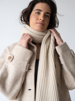 Bufanda canalé de cachemir y lana mernino beige