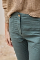 Pantalón sostenible Faren Azul Aguamarina de Lino y Algodón Orgánico