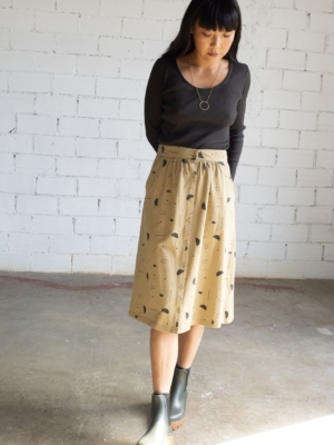 Falda midi Galia beige lluvia sideral