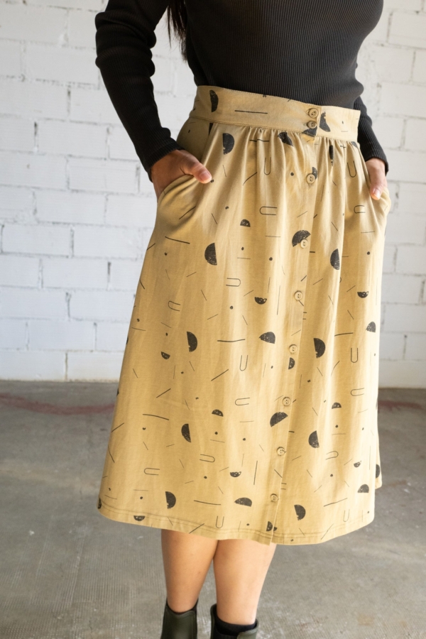 Falda midi Galia beige lluvia sideral