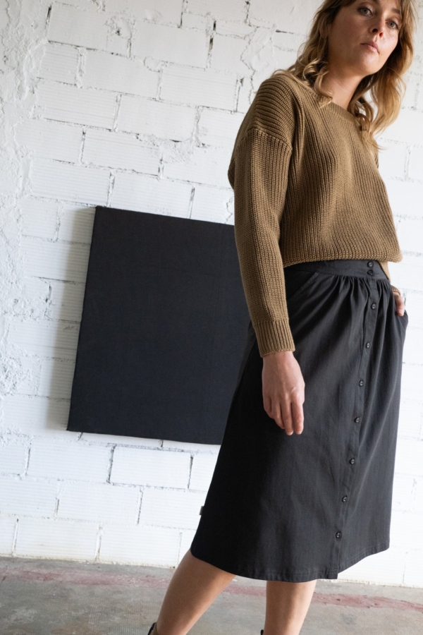 Falda midi Galia negro eclipse