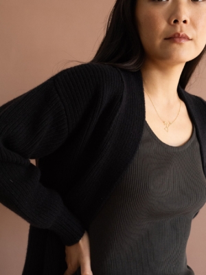 Chaqueta larga Gonda negro lana merino