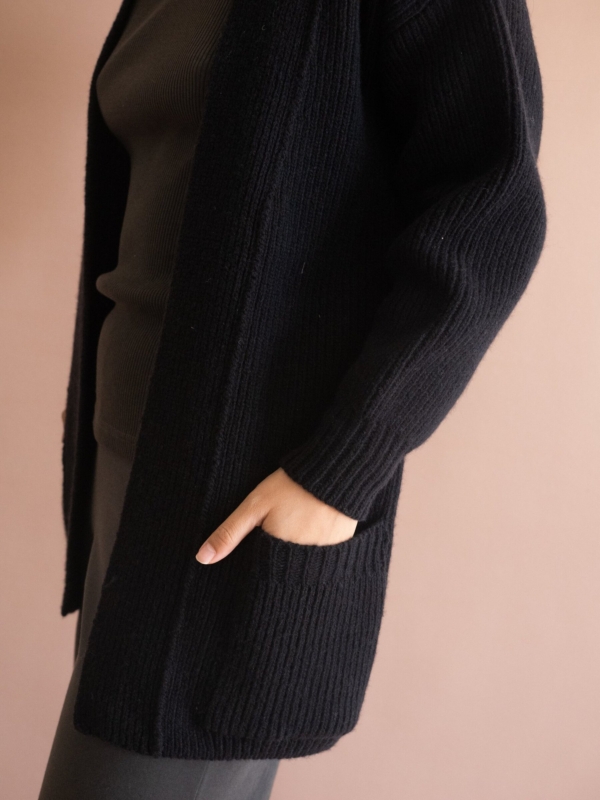Chaqueta larga Gonda negro lana merino