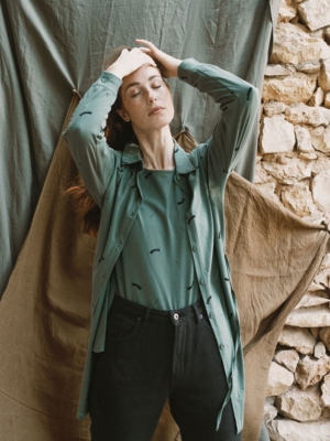 Vestido Camisero Janire Trazos Verde