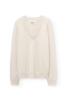 Jersey merino y cachemir escote en V beige
