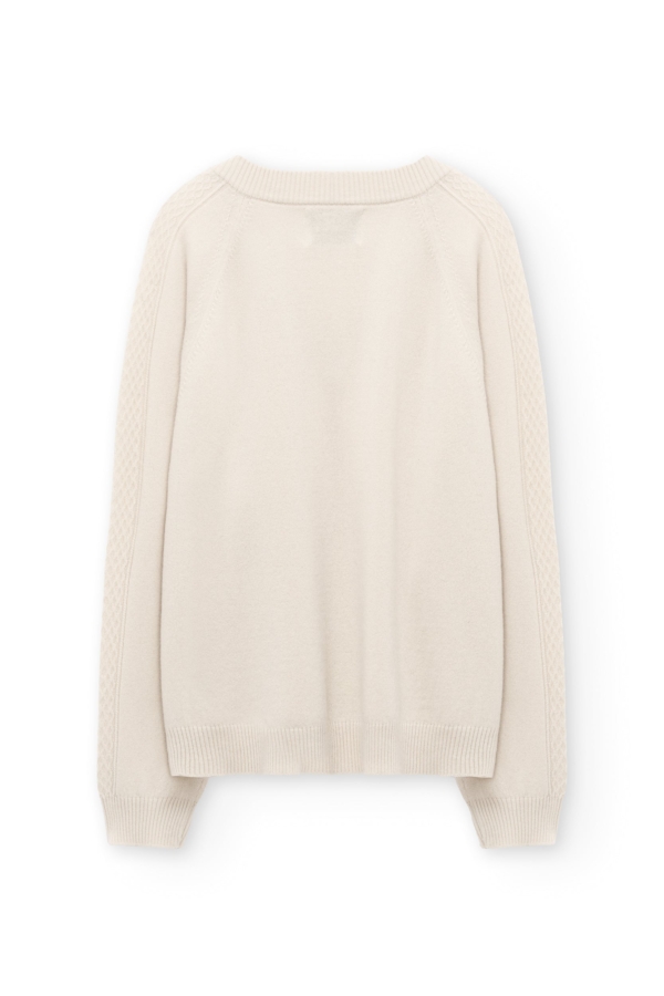 Jersey merino y cachemir escote en V beige