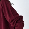 Jersey merino y cachemir escote en V granate