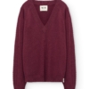 Jersey merino y cachemir escote en V granate