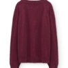 Jersey merino y cachemir escote en V granate