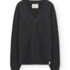 Jersey merino y cachemir escote en V gris carbón