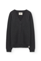 Jersey merino y cachemir escote en V gris carbón