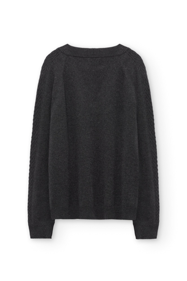 Jersey merino y cachemir escote en V gris carbón