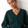 Jersey merino y cachemir escote en V verde bosque