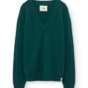Jersey merino y cachemir escote en V verde bosque