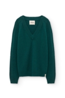 Jersey merino y cachemir escote en V verde bosque
