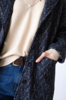 Abrigo oversized lana virgen y algodón orgánico azul arándano