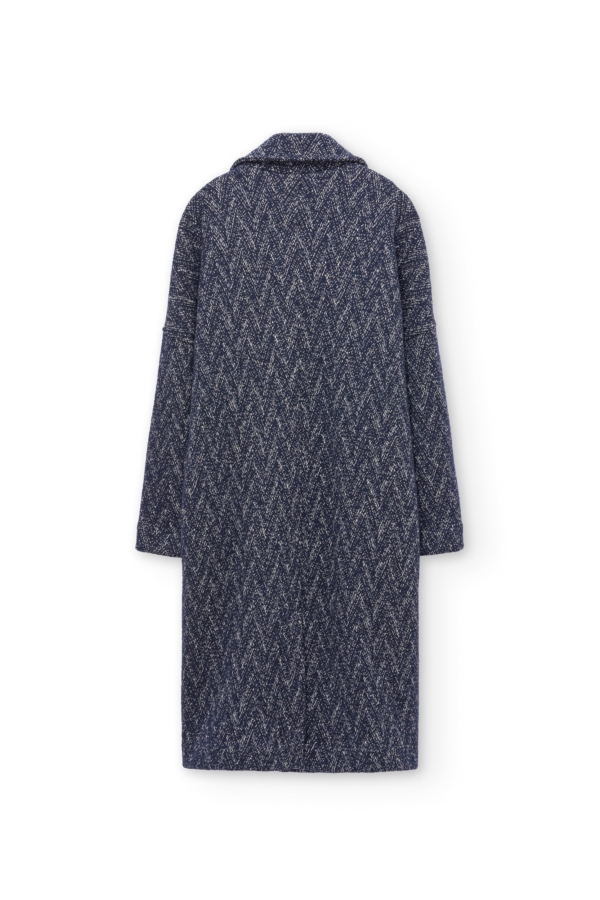 Abrigo oversized lana virgen y algodón orgánico azul arándano