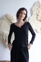 Top cuello panadero de lana merino gris antracita