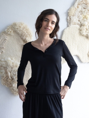 Top cuello panadero de lana merino gris antracita